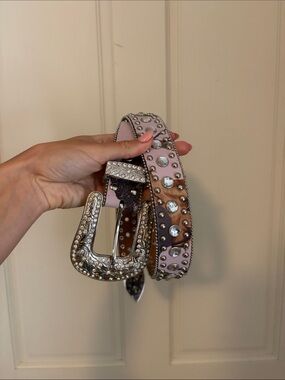 Embellished Pink Studded Western-Style Belt